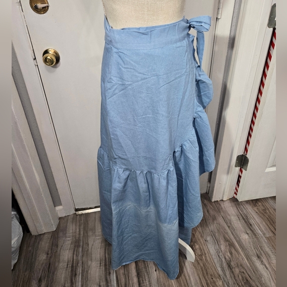 Luxmi Blue Wrap Skirt Blue Sz Medium - Picture 1 of 8